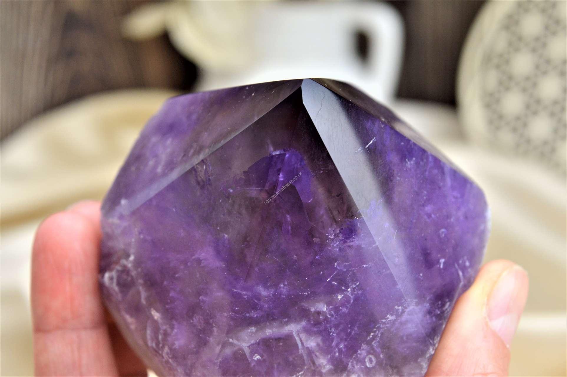 AMETYST s CITRÍNOM surový hrot Božskej Energie a Hojnosti s Dúhou 2 Extra Kvalita – Obrázok 3