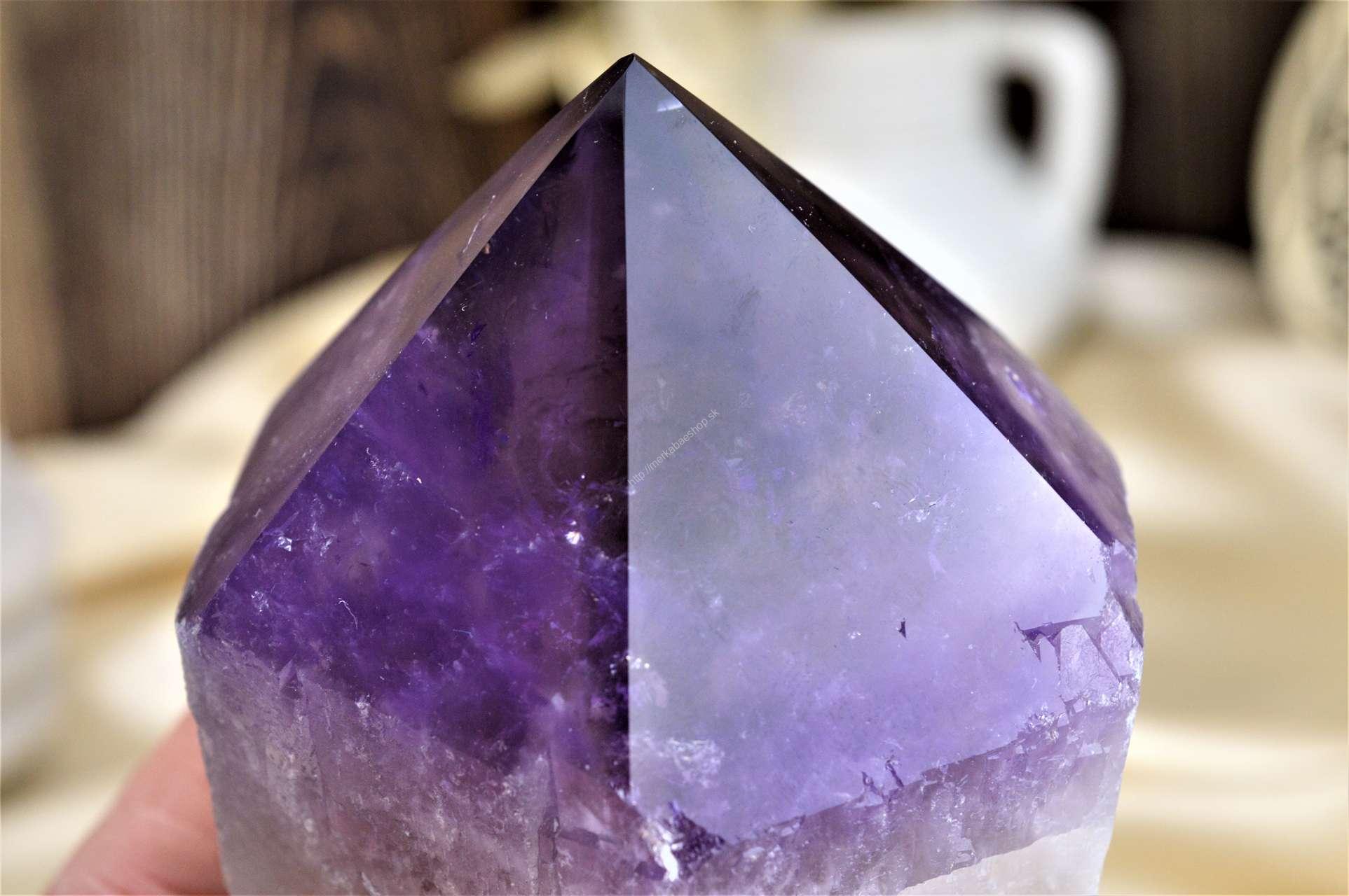 AMETYST s CITRÍNOM surový hrot Božskej Energie a Hojnosti s Dúhou 2 Extra Kvalita