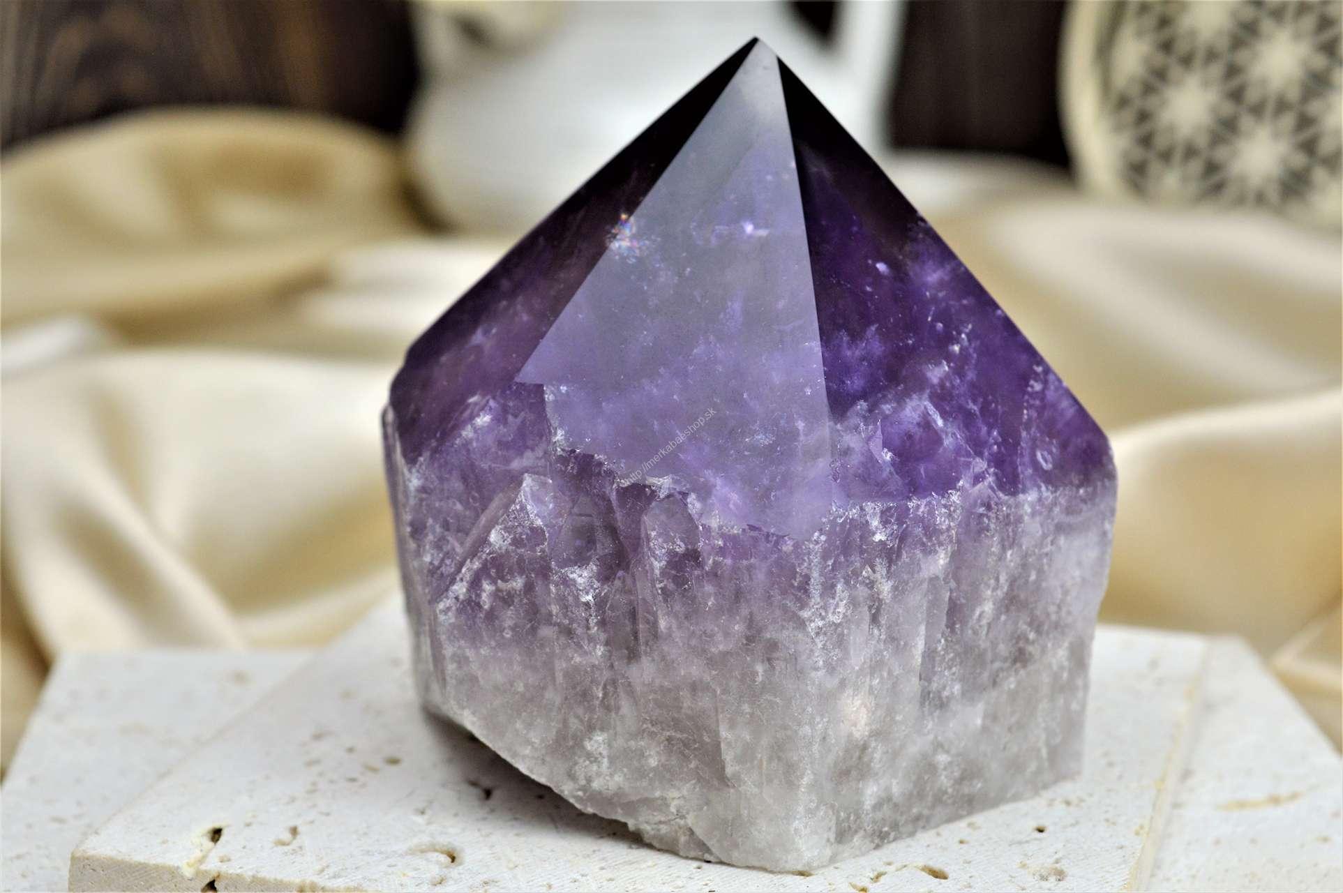 AMETYST s CITRÍNOM surový hrot Božskej Energie a Hojnosti s Dúhou 2 Extra Kvalita – Obrázok 4