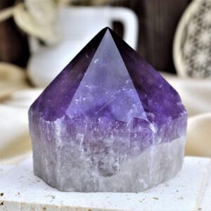 AMETYST s CITRÍNOM surový hrot Božskej Energie a Hojnosti s Dúhou 2 Extra Kvalita