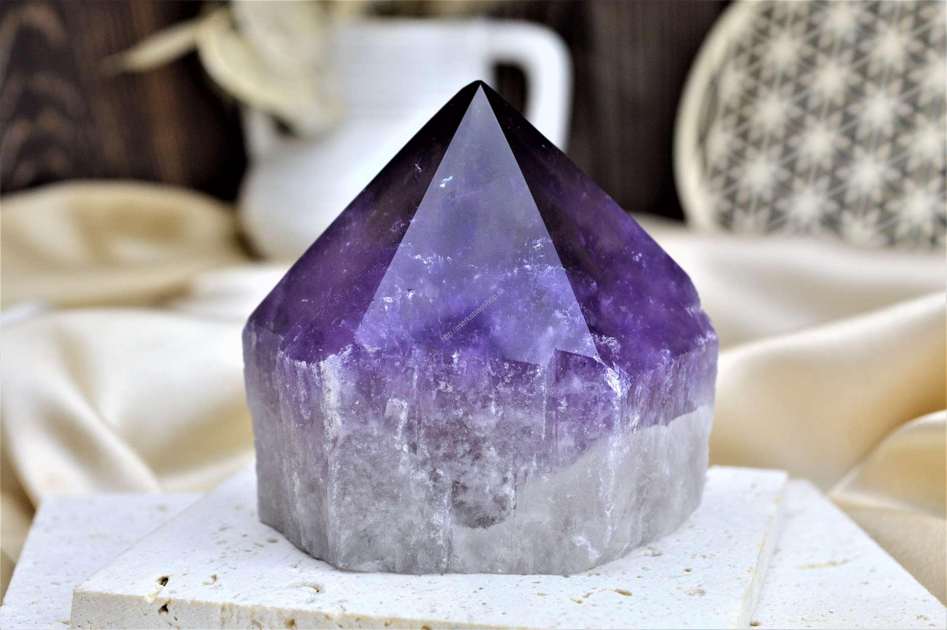 AMETYST s CITRÍNOM surový hrot Božskej Energie a Hojnosti s Dúhou 2 Extra Kvalita