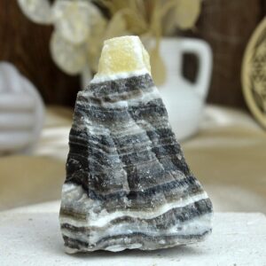 Zbierkový Surový KALCIT ZEBROVÝ #1 - Spokojnosť, Vitalita, Intuícia, Upokojuje nervový systém