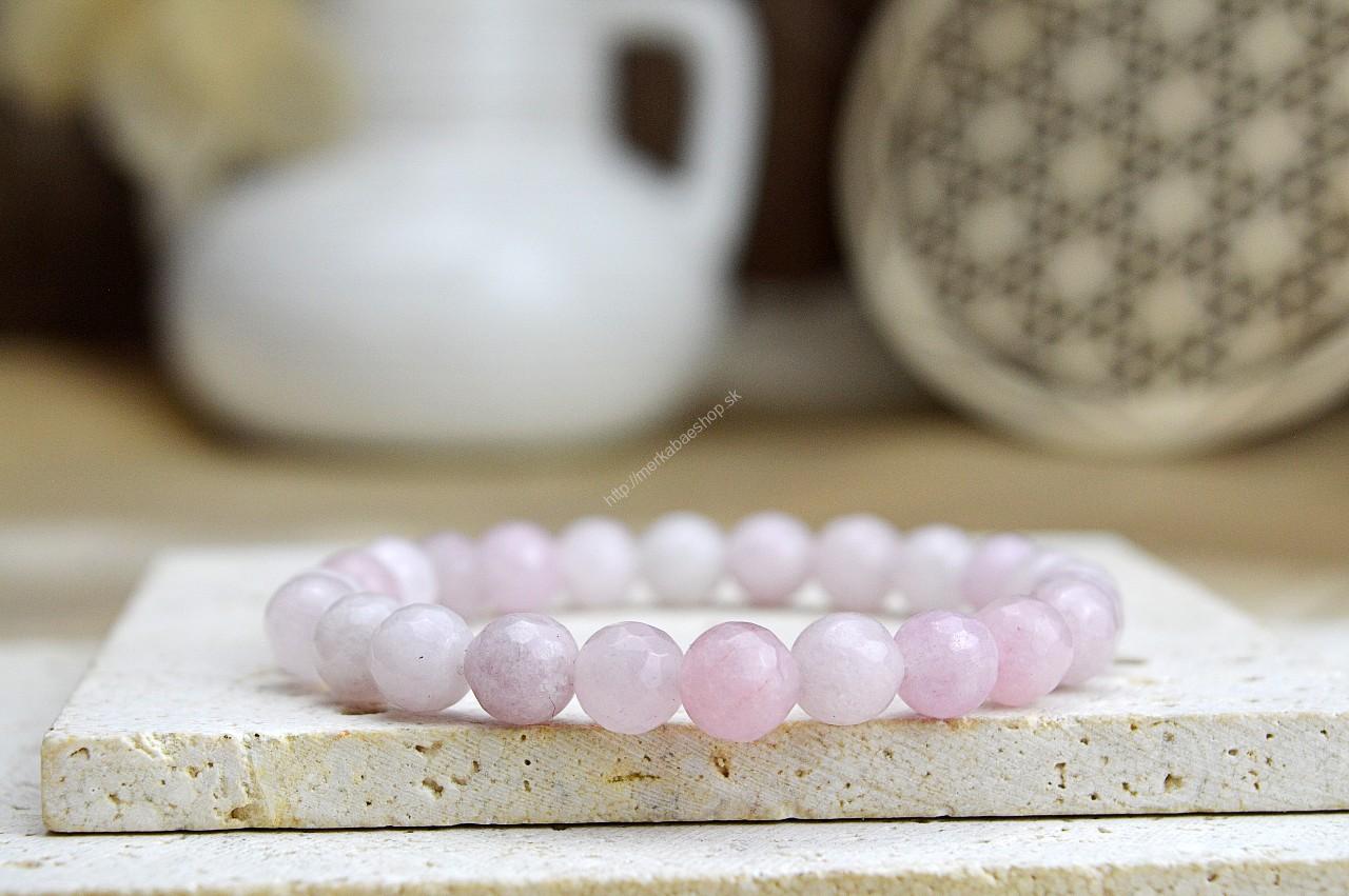 náramok fazetovaný KUNZIT- Bezpodmienečná Božská láska, Liečenie traumy, Emocionálne liečenie, Ochrana Aury, Vysoké Vibrácie