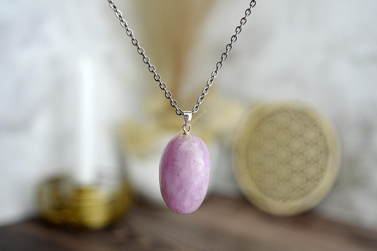 prívesok KUNZIT Ag925- Bezpodmienečná Láska, Vysoké vibrácie, Emocionálne Liečenie, Sexualita AAA Kvalita