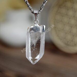 Prívesok surový Krištáľový Hrot/ Obelisk Svetlo na Zemi + Kožka