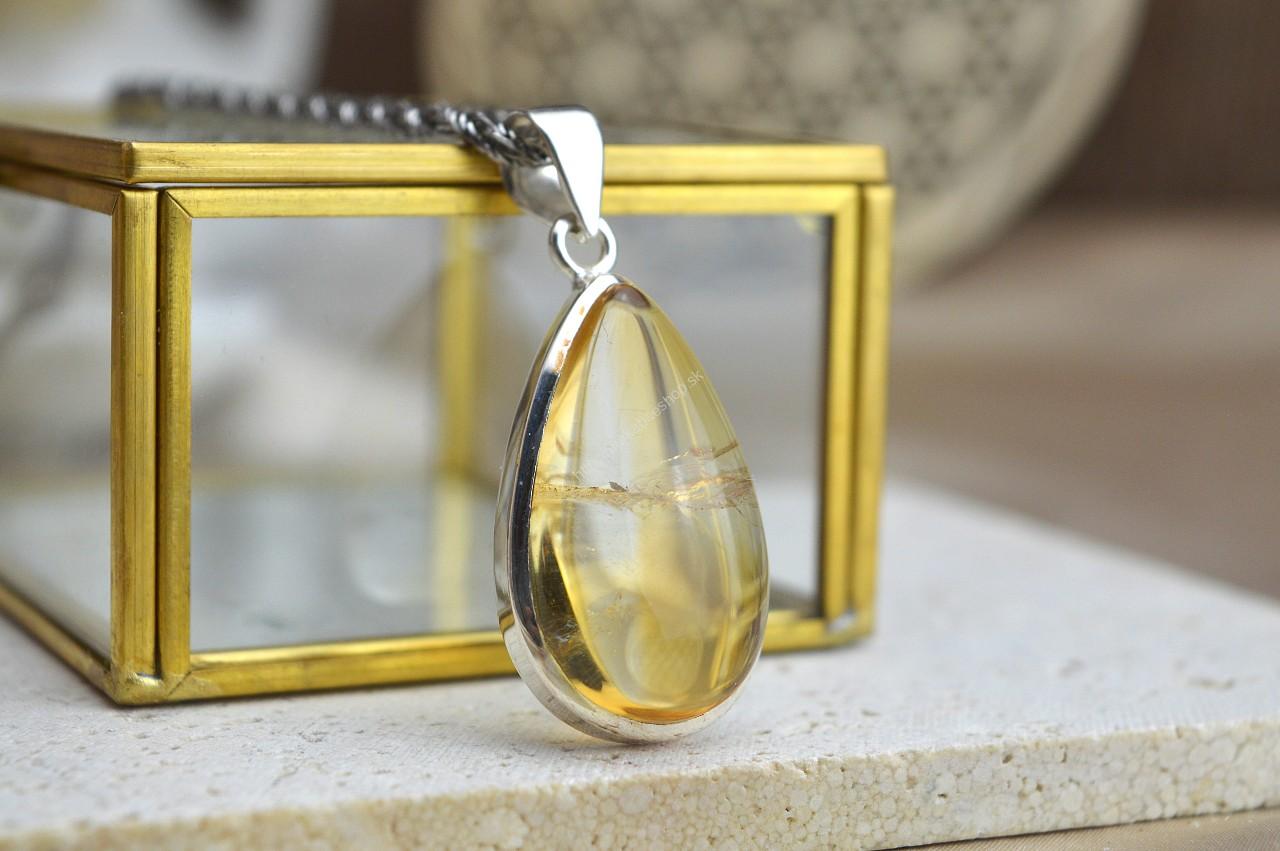 prívesok CITRÍN Ag925 #2 – Hojnosť, Radosť, Šťastie, Zdravé trávenie, Znižuje Strach a Obavy – Obrázok 2