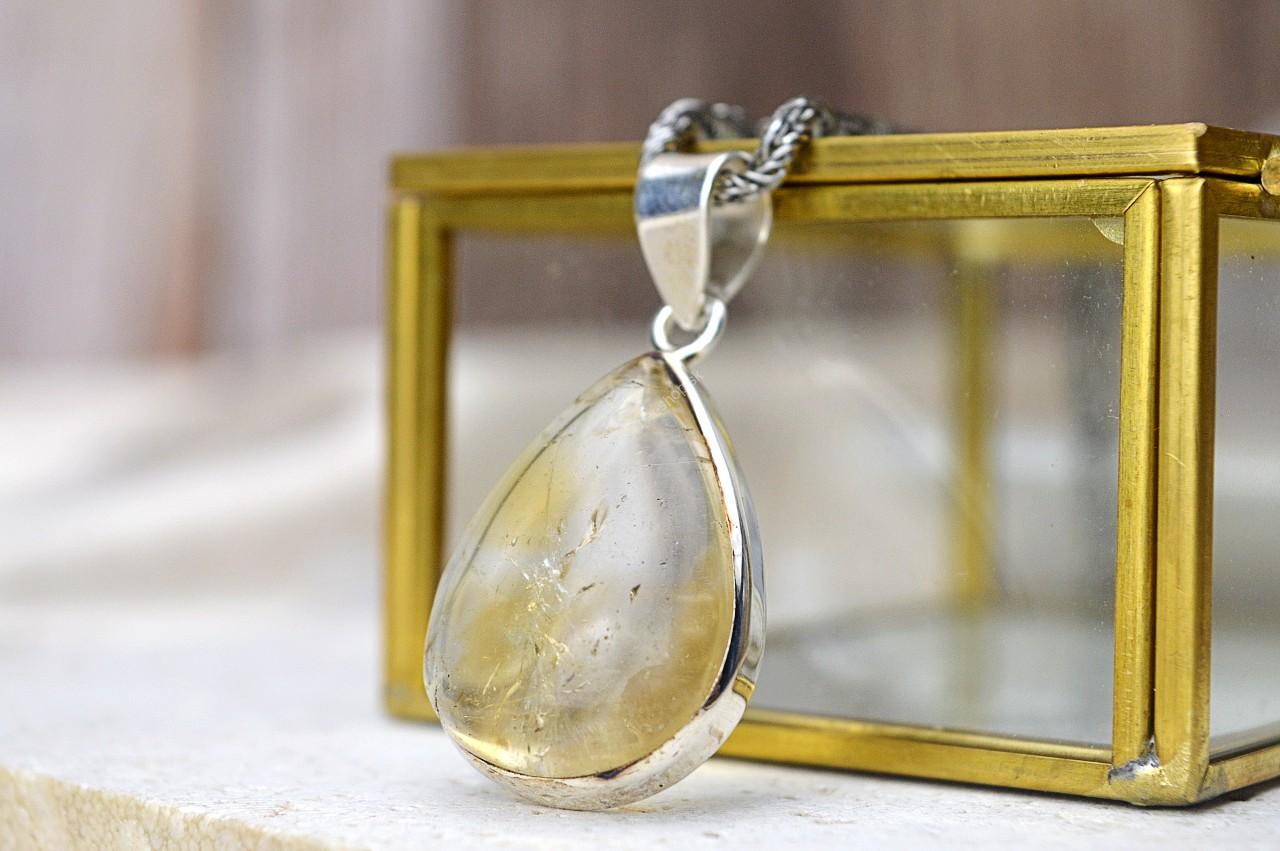 prívesok CITRÍN Ag925 #3 – Hojnosť, Radosť, Šťastie, Zdravé trávenie, Znižuje Strach a Obavy – Obrázok 2