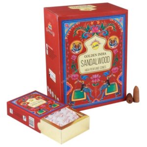 Vonné kužele Tečúci dym/ backflow  GOLDEN INDIA -SANTALWOOD