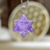 Prívesok MERKABA z AMETYSTU na kožke - Ochrana, Božskosť, Intuícia, Rovnováha, pokojný Spánok