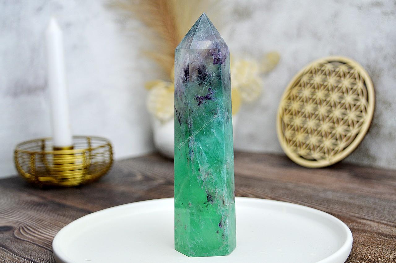Generátor/obelisk z FLUORITU DÚHOVÉHO #7 - Sústredenie, Pamäť, Intuícia, Ochrana, Božskosť, Dosiahnutie cieľov