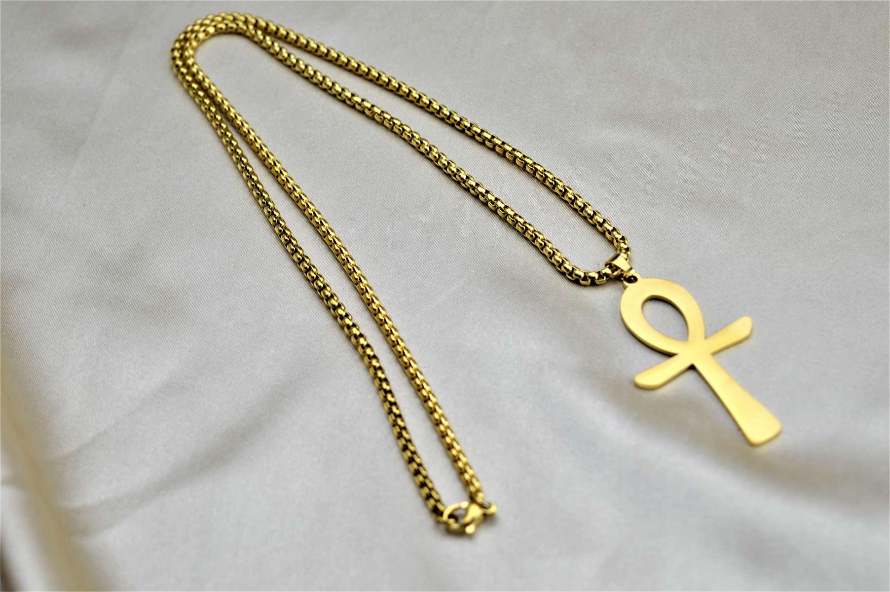 Náhrdelník ANKH z Chirurgickej/ nerezovej ocele zlatý – Obrázok 3