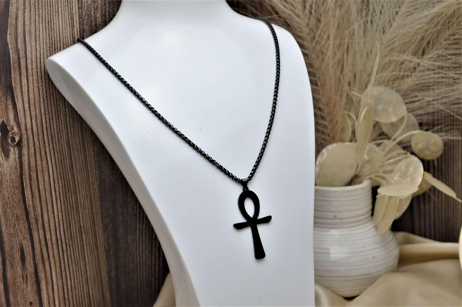 Náhrdelník ANKH z Chirurgickej/ nerezovej ocele čierny/ grafit