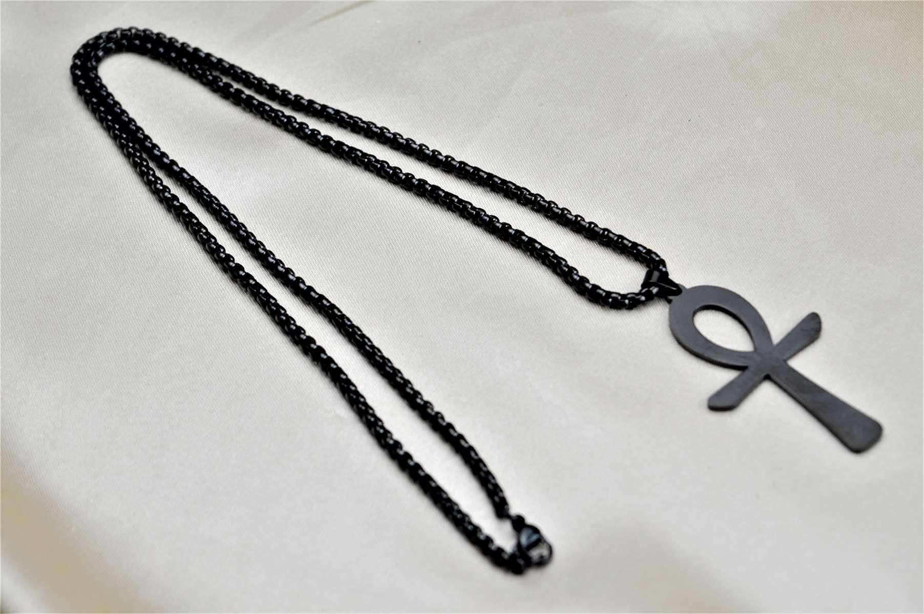 Náhrdelník ANKH z Chirurgickej/ nerezovej ocele čierny/ grafit – Obrázok 3