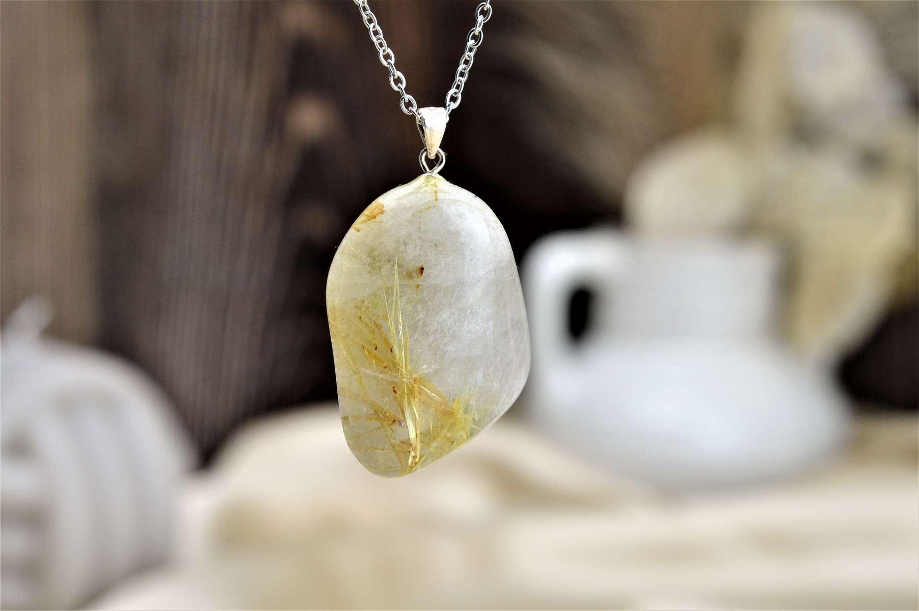 prívesok Krištáľ s Rutilom (sagenit)1 -AG 925 na kožke