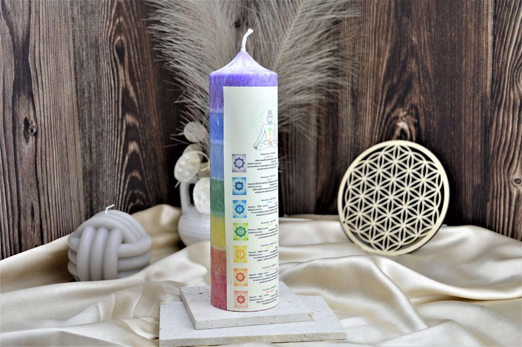 Čakrová sviečka z palmového vosku - 7čakier
