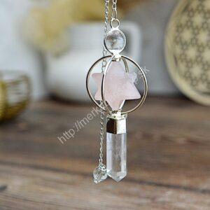 kyvadlo Merkaba RUŽENÍN a KRIŠTÁĽ s Obeliskom a Guľou