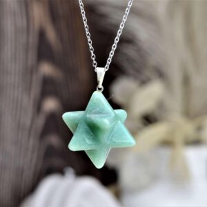 Prívesok Merkaba z AVANTURÍNU na kožke #Veľká - Ochrana, Štastie, Hojnosť, Srdce, Vitalita, Zdravie