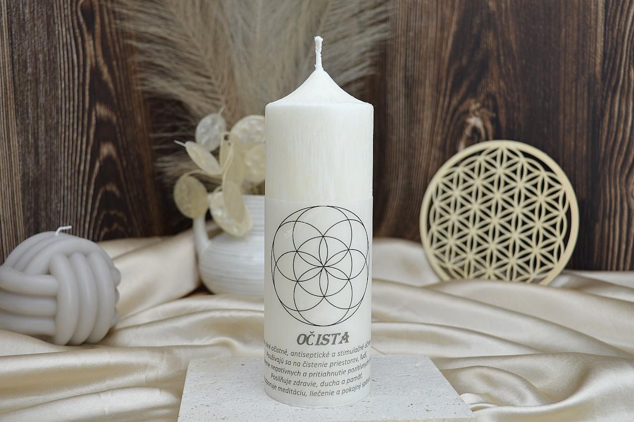 BIELA OČISTNÁ SVIEČKA SEMENO ŽIVOTA 15 a 20cm- Silná Očista, Liečenie, Bezpečie, Znovuzrodenie, Pritiahnutie vysoko vibračných energií – Obrázok 3