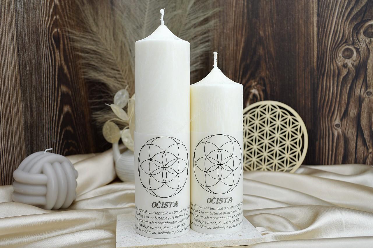 BIELA OČISTNÁ SVIEČKA SEMENO ŽIVOTA 15 a 20cm- Silná Očista, Liečenie, Bezpečie, Znovuzrodenie, Pritiahnutie vysoko vibračných energií