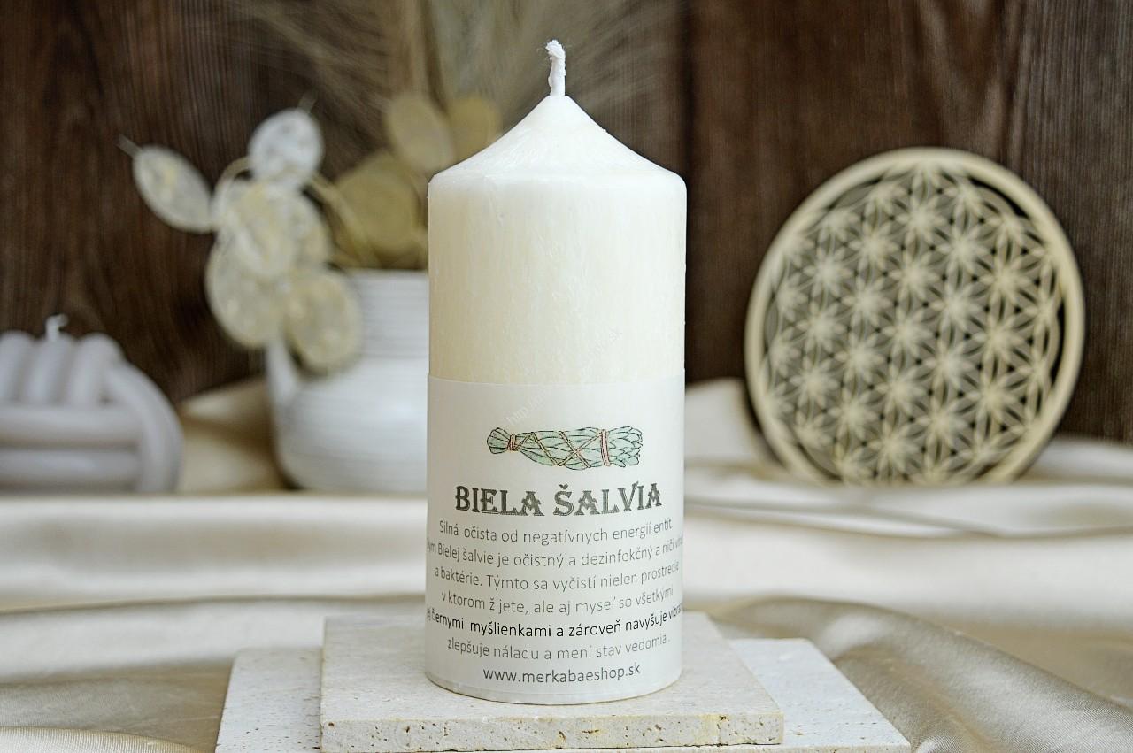 sviečka BIELA ŠALVIA - Silná očista negatívnych energií, Ochrana, Navýšenie Vibrácií, Ničí Vírusy a Baktérie