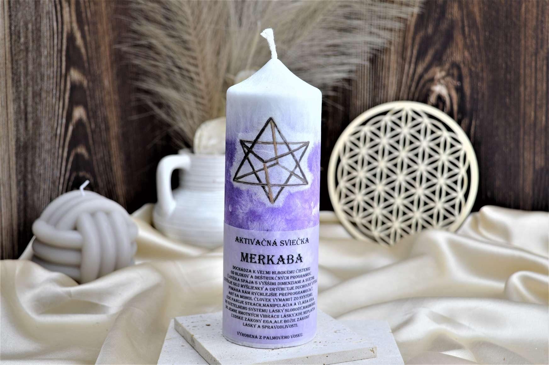 AKTIVAČNÁ SVIEČKA MERKABA 15cm (Ochrana, hĺbková Očista, duchovný vývoj, aktivácia svetelného systému)