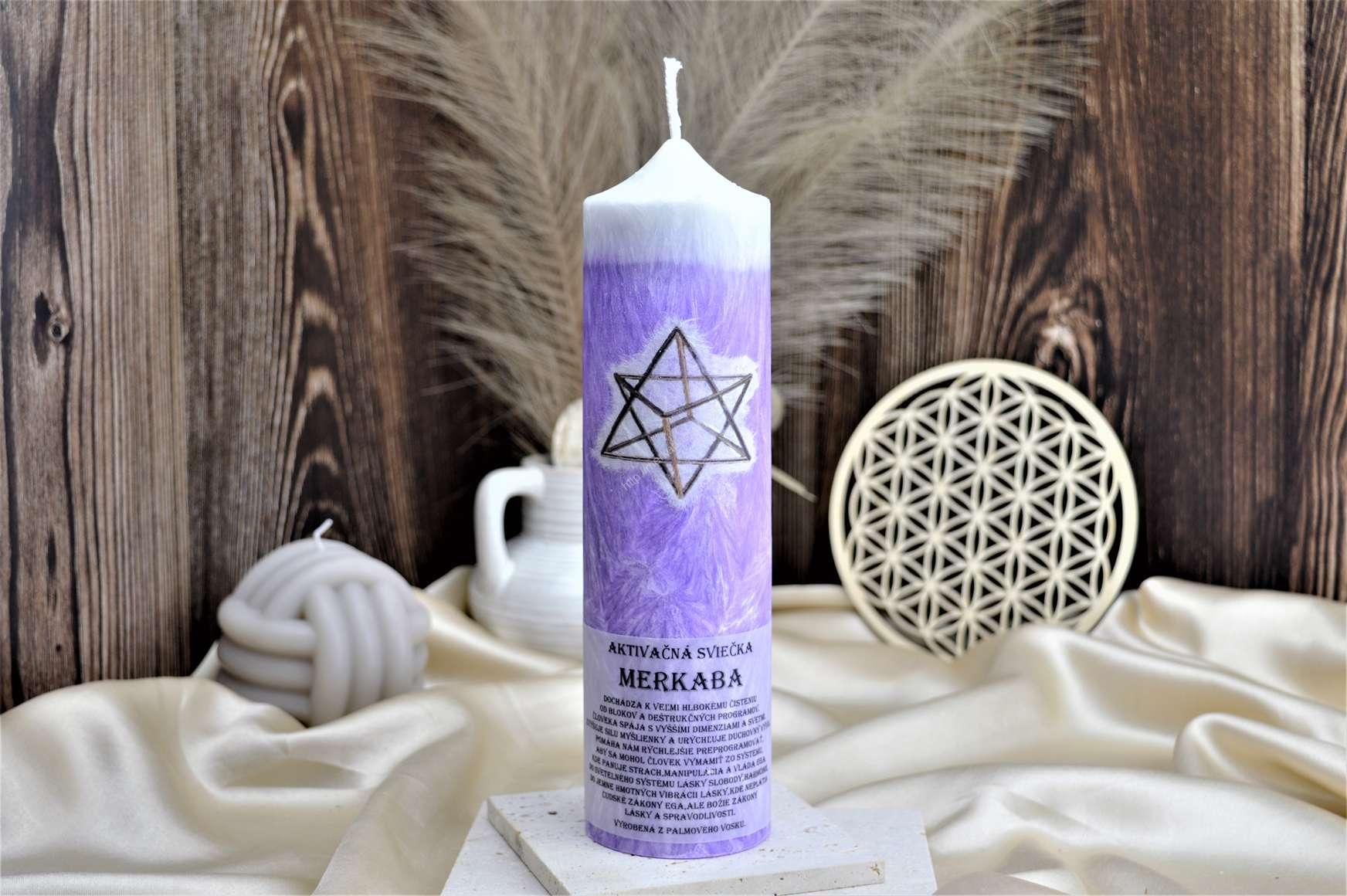 AKTIVAČNÁ SVIEČKA MERKABA 20cm (Ochrana, hĺbková Očista, duchovný vývoj, aktivácia svetelného systému)