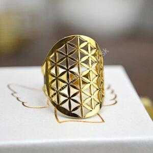 Prsteň Kvet života z Chirurgickej / nerezovej ocele zlatý