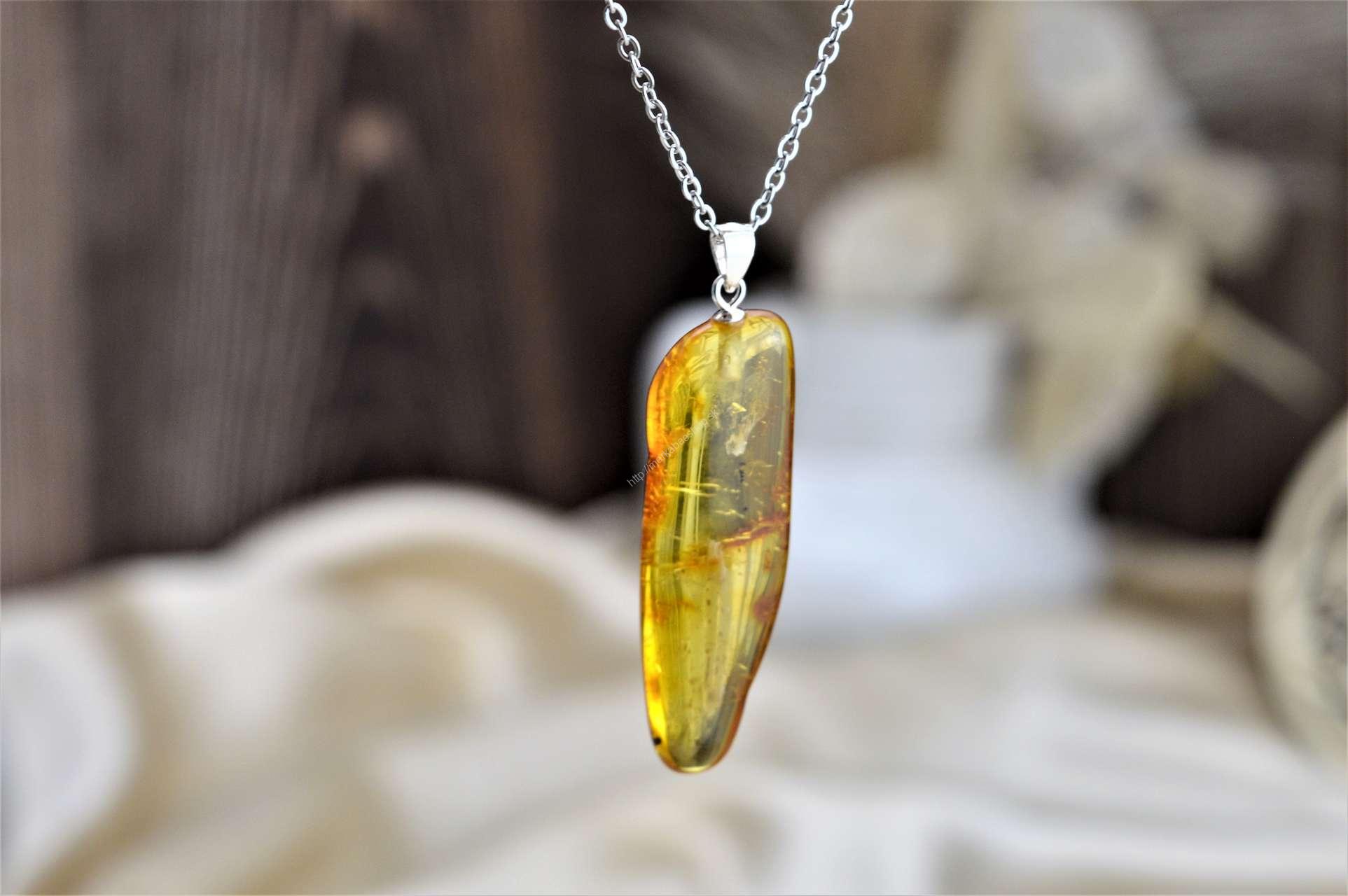 prívesok JANTÁR #2 AG-925 na kožke - Radosť, Očista, Liečenie, Hojnosť