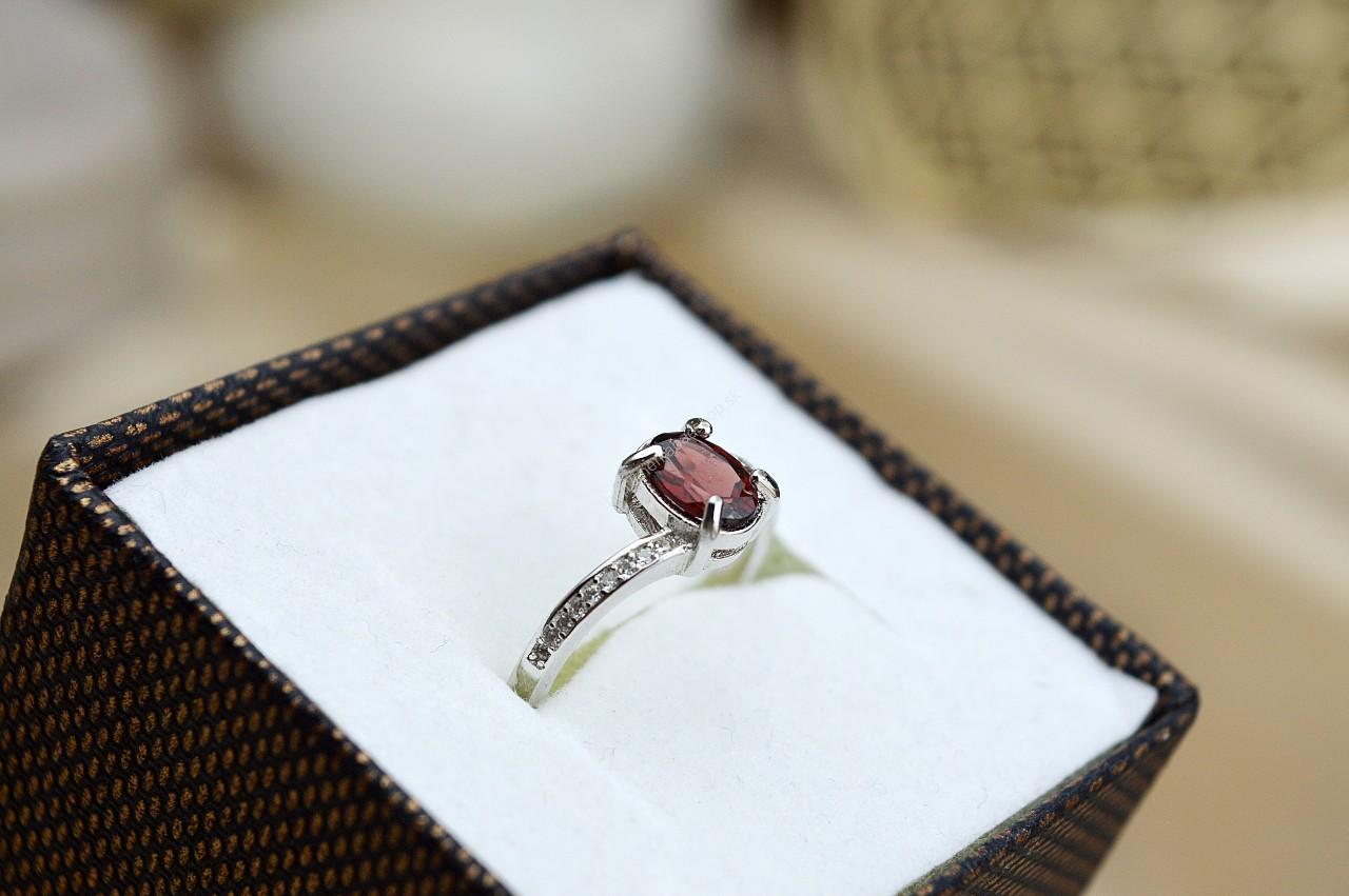 Strieborný prsteň GRANÁT briliant #2 - Životná Sila, Láska, Úľava od Depresií, Energetický Štít – Obrázok 3