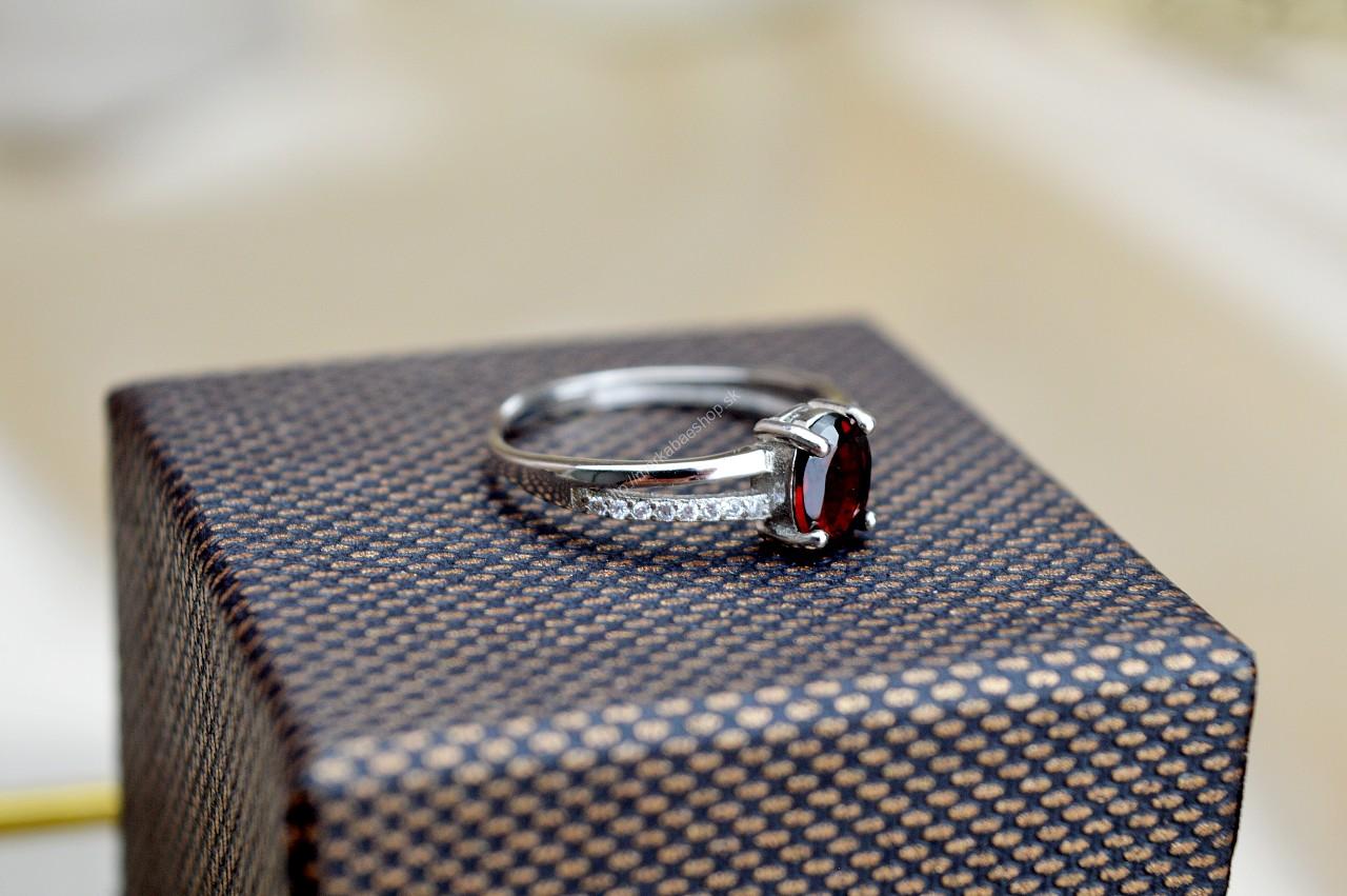 Strieborný prsteň GRANÁT briliant #1 - Životná Sila, Láska, Úľava od Depresií, Energetický Štít – Obrázok 2