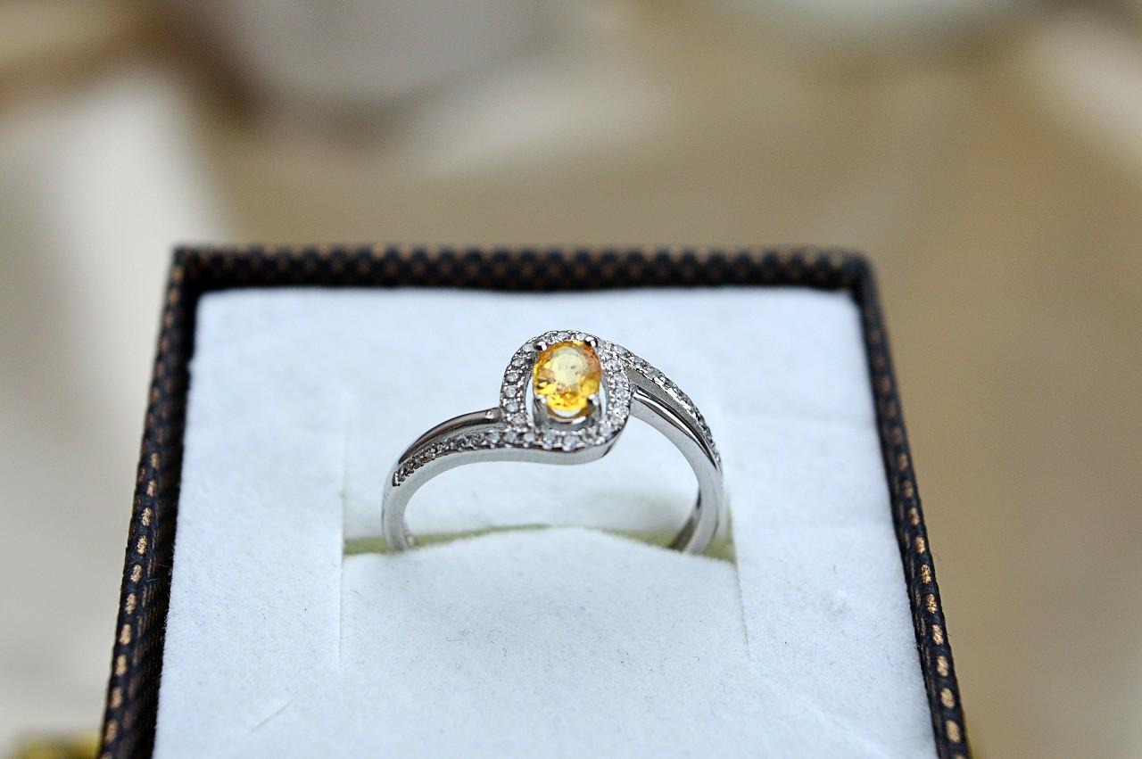 Strieborný prsteň CITRÍN Briliant + zirkóny #3- Hojnosť, Radosť, Šťastie, Zdravé trávenie, Znižuje Strach a Obavy – Obrázok 2