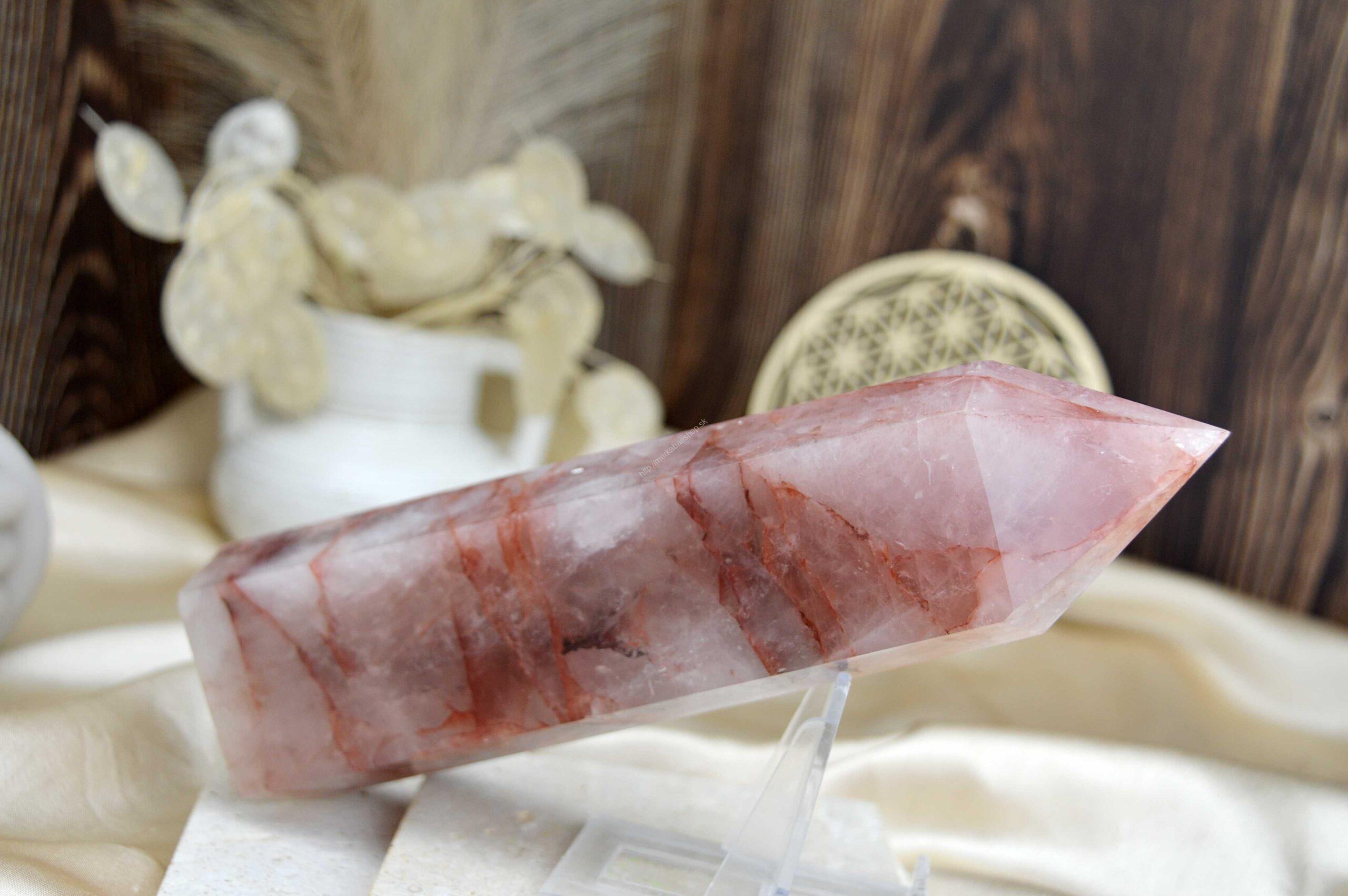 Generátor/obelisk Životnej Energie KRIŠTÁĽ S HEMATITOM / TANGERIT- 0,83kg, 20cm – Obrázok 3