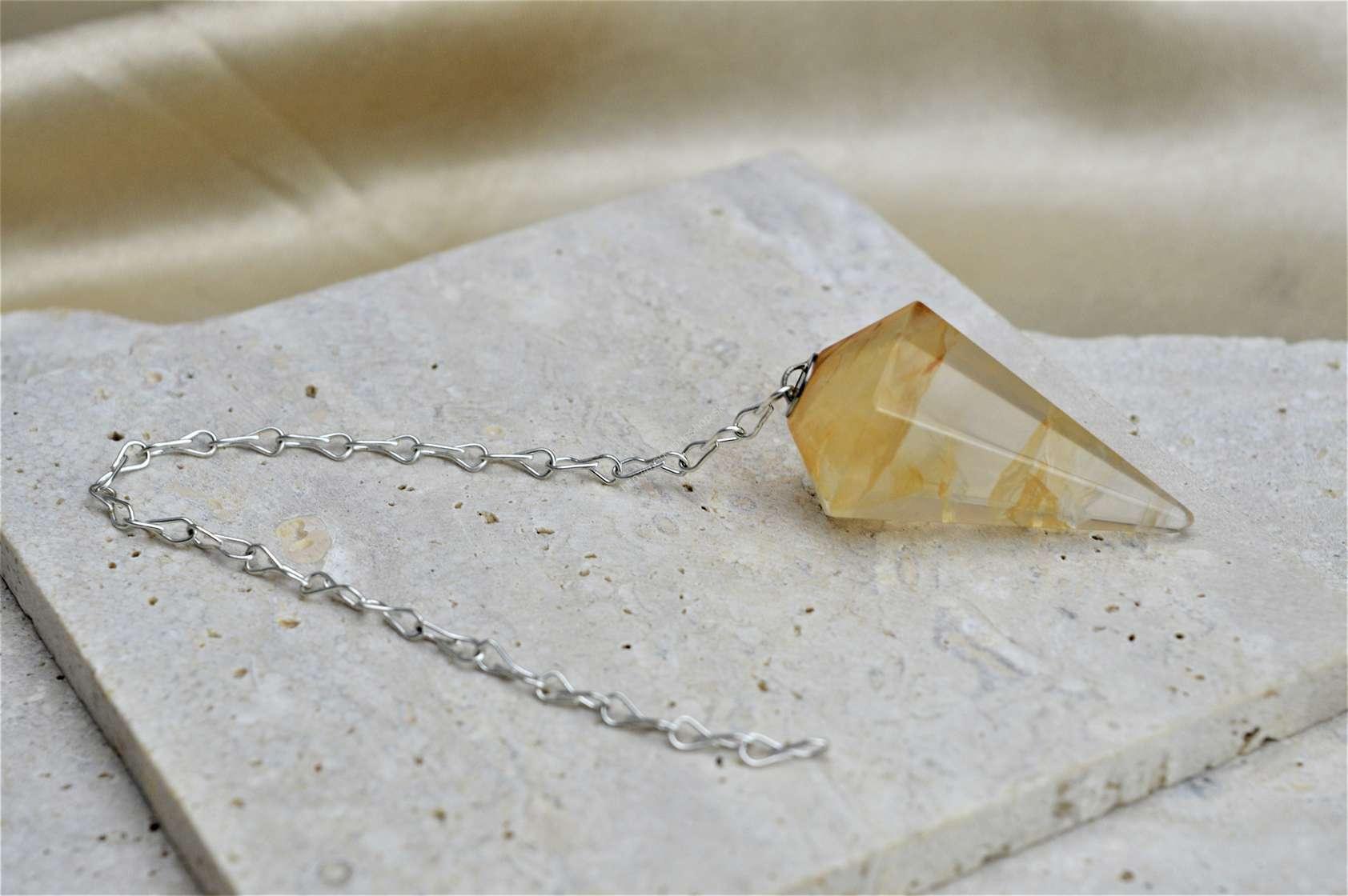 kyvadlo Krištáľ z Hematitom / Hematoid – Obrázok 2