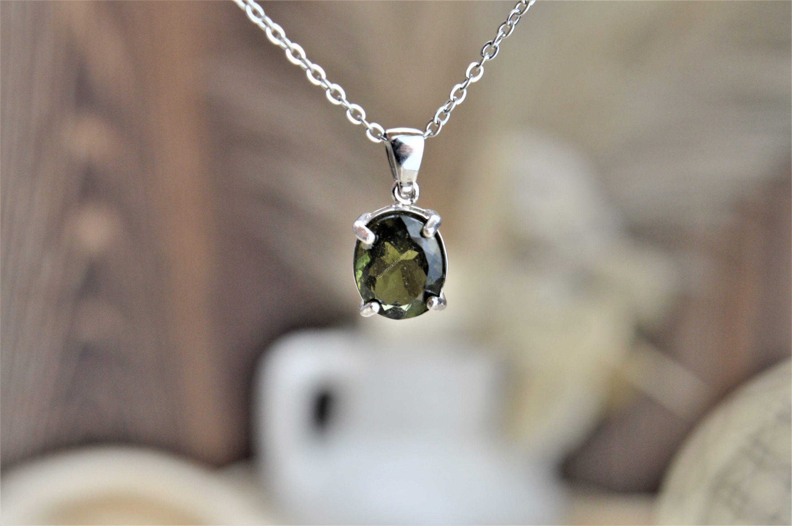 Prívesok Vltavín/Moldavit Diamant 3 Ag925/1000 Kameň nového Veku – Obrázok 2