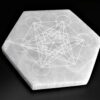 Selenitová podložka s posvätnou geometriou Metatronov Hexagon
