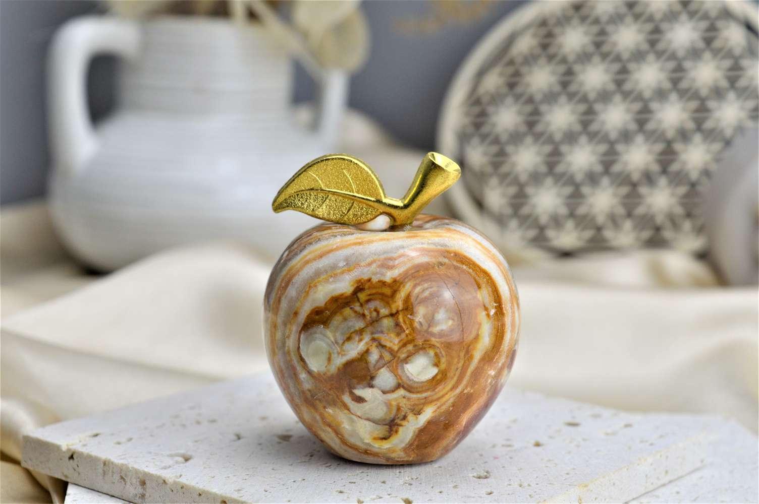 Jabĺčko Prosperity a Šťastia ZLATÝ ÓNYX / ARAGONIT malé #13