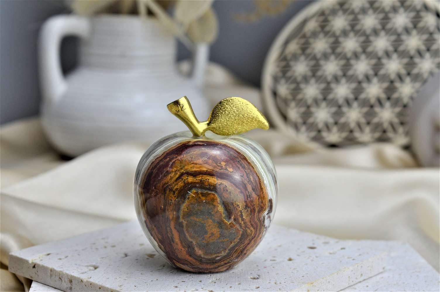 Jabĺčko Prosperity a Šťastia ZLATÝ ÓNYX / ARAGONIT malé #14 – Obrázok 2