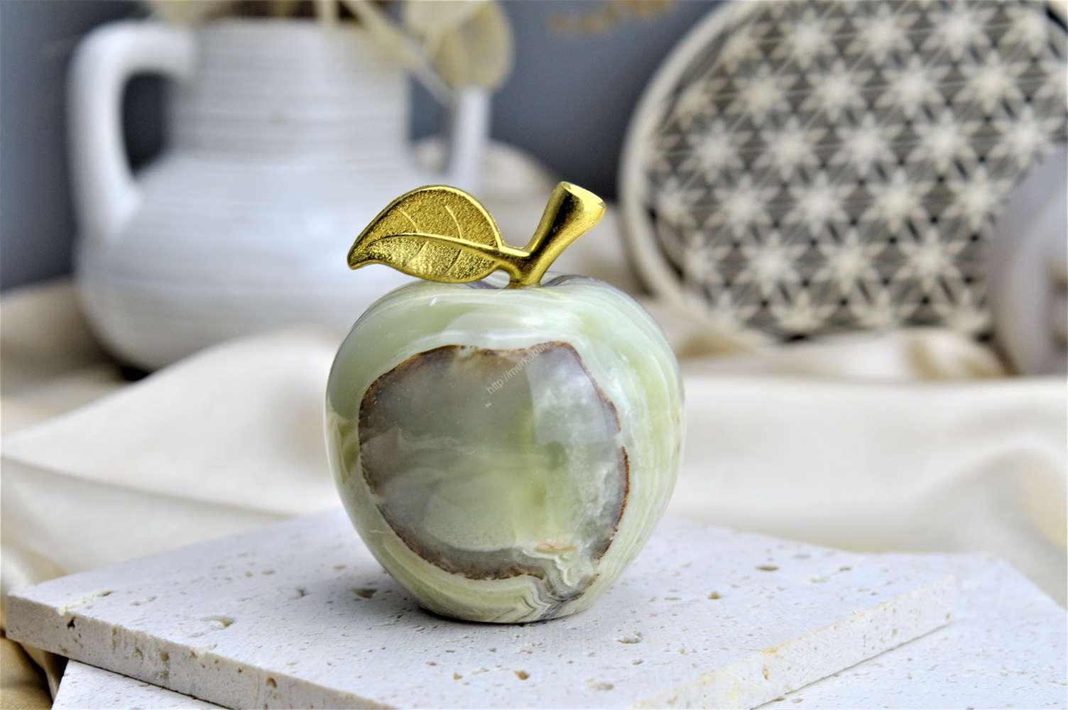 Jabĺčko Prosperity a Šťastia ZLATÝ ÓNYX / ARAGONIT malé #14