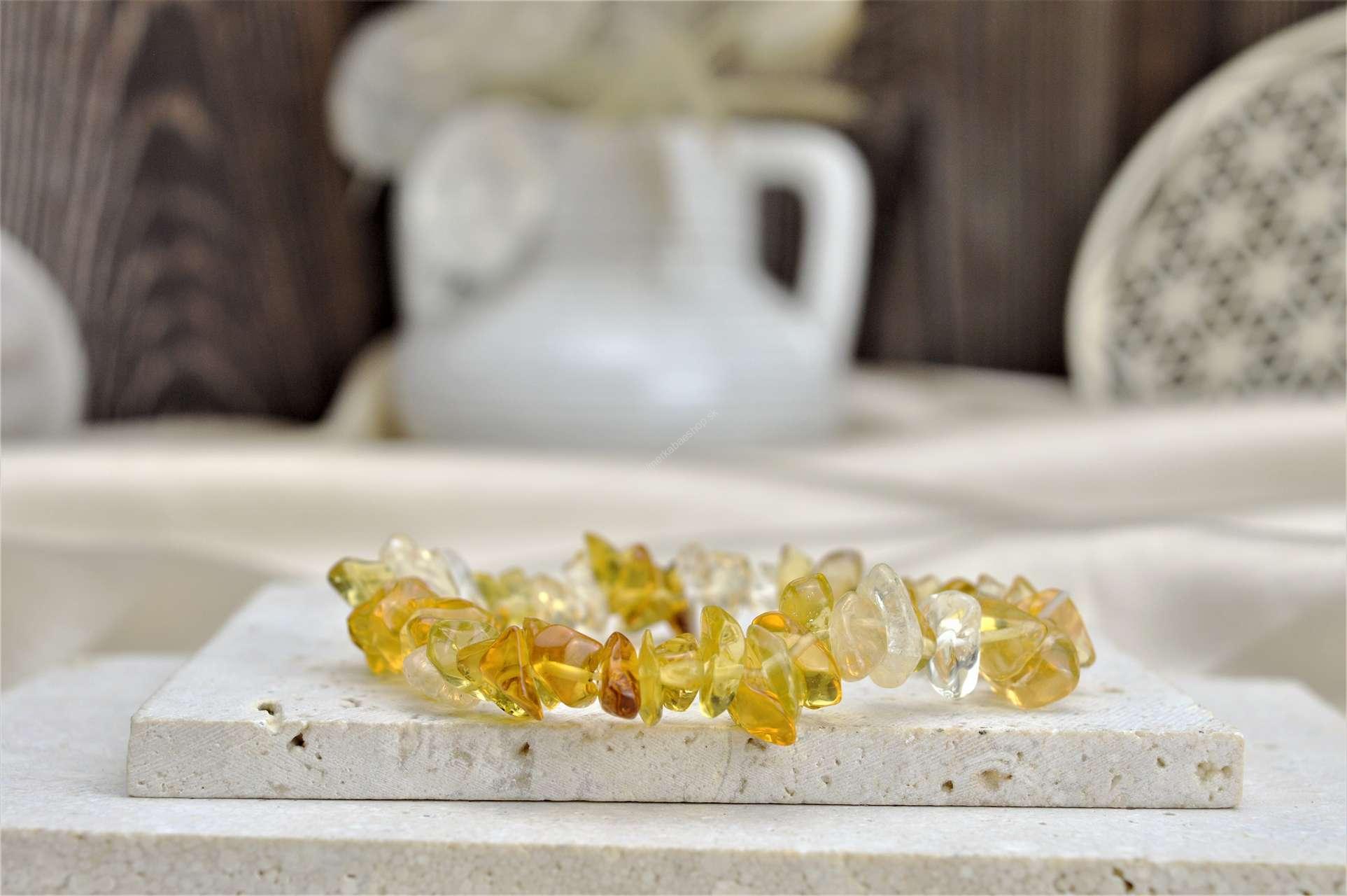 Náramok sekaný CITRÍN – Hojnosť, Radosť, Šťastie, Zdravé trávenie, Znižuje Strach a Obavy