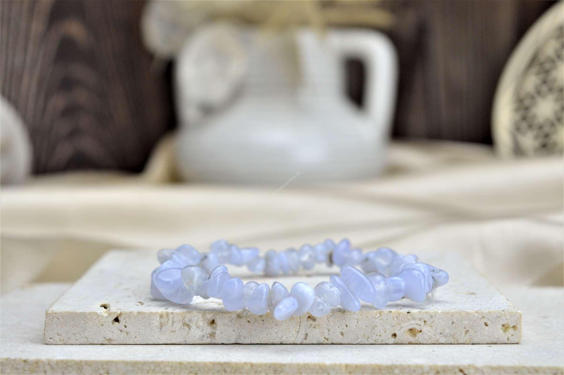 Náramok sekaný MODRÝ CHALCEDÓN - Aktivácia Hrdlovej Čakry, Tvorivosť, Premena, Komunikácia, Zaceľuje Auru