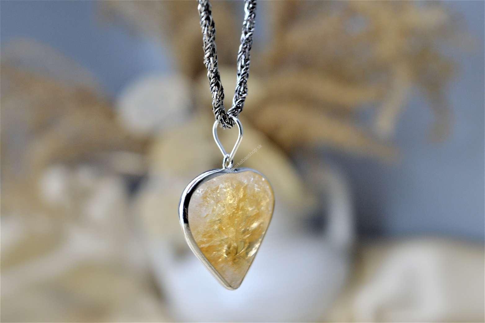 prívesok Citrín srdiečko Ag925/1000 – Obrázok 2