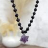 Ochranný náhrdelník MerKaBa - Ametyst + Čierny Ónyx