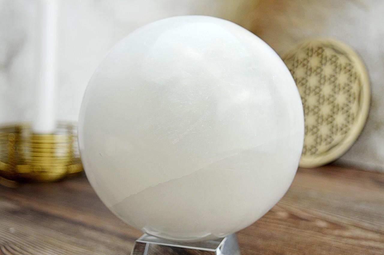 SELENITOVÁ Guľa jemných vibrácií - Harmonizácia priestoru 2,3 kg 39,5cm + Krištáľový podstavec – Obrázok 5
