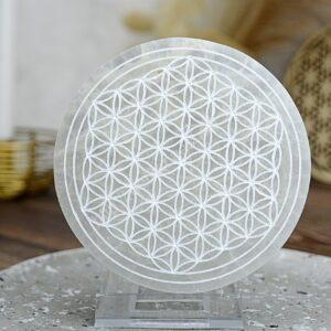 vysokovibračná SELENITOVÁ Podložka Kvet Života