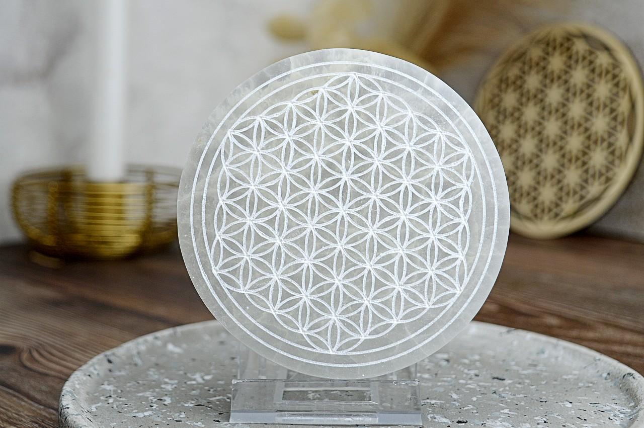 vysokovibračná SELENITOVÁ Podložka Kvet Života