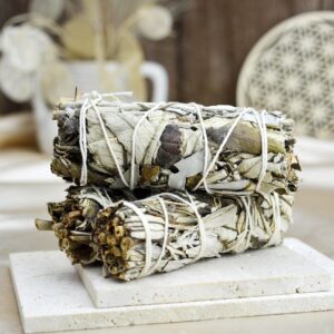 Vykurovacie zväzky BIELA ŠALVIA + YERBA SANTA 10cm - Očista, Ochrana, Spirituálne vnímanie, Samoliečenie