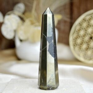 Generátor/Obelisk Hojnosti, Ochrany, Šťastia a Očisty PYRIT so ŠUNGITOM #1