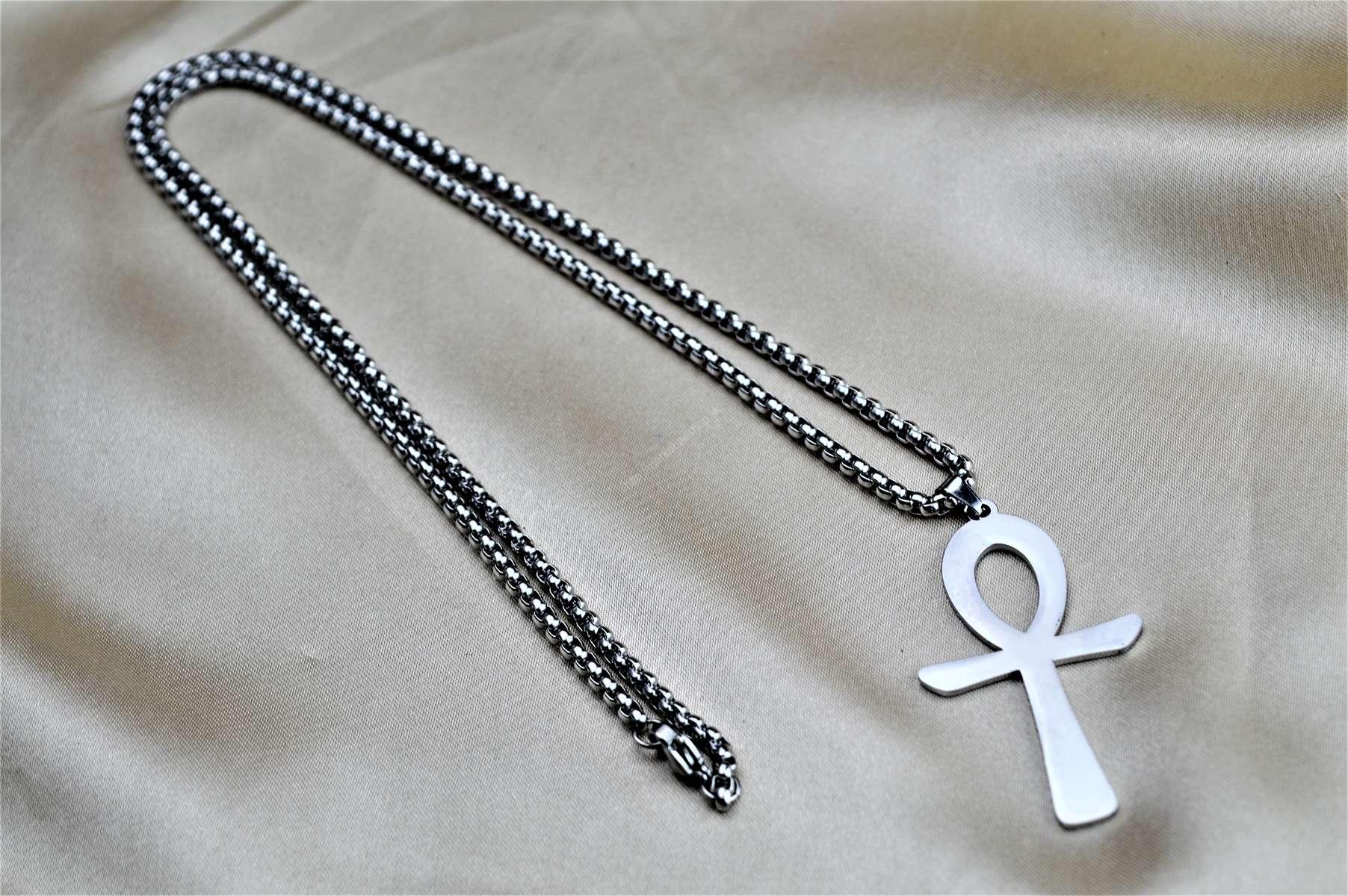 Náhrdelník ANKH z Chirurgickej/ nerezovej ocele strieborný – Obrázok 3