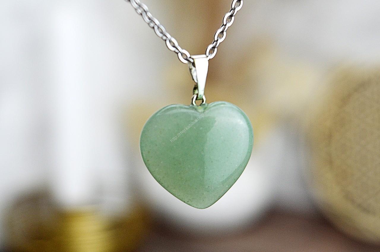 prívesok srdiečko AVANTURÍN ZELENÝ – Šťastie, Hojnosť, Srdce, Vitalita, Zdravie