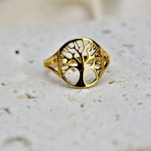 Prsteň Strom Života z Chirurgickej / nerezovej ocele zlatý